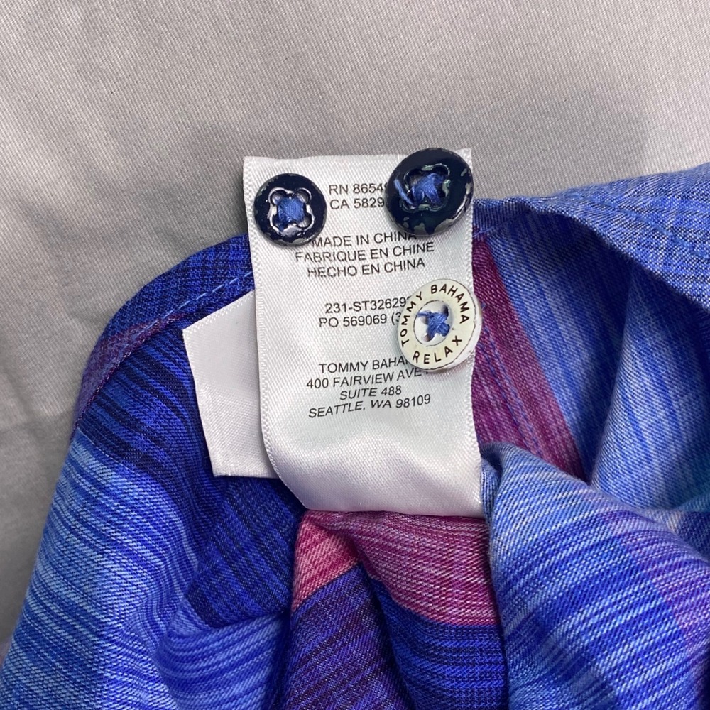 Tommy Bahama Tortola Shirt Mens XL Blue Pink Plaid Cotton Tencel Long Sleeve - Picture 10 of 11